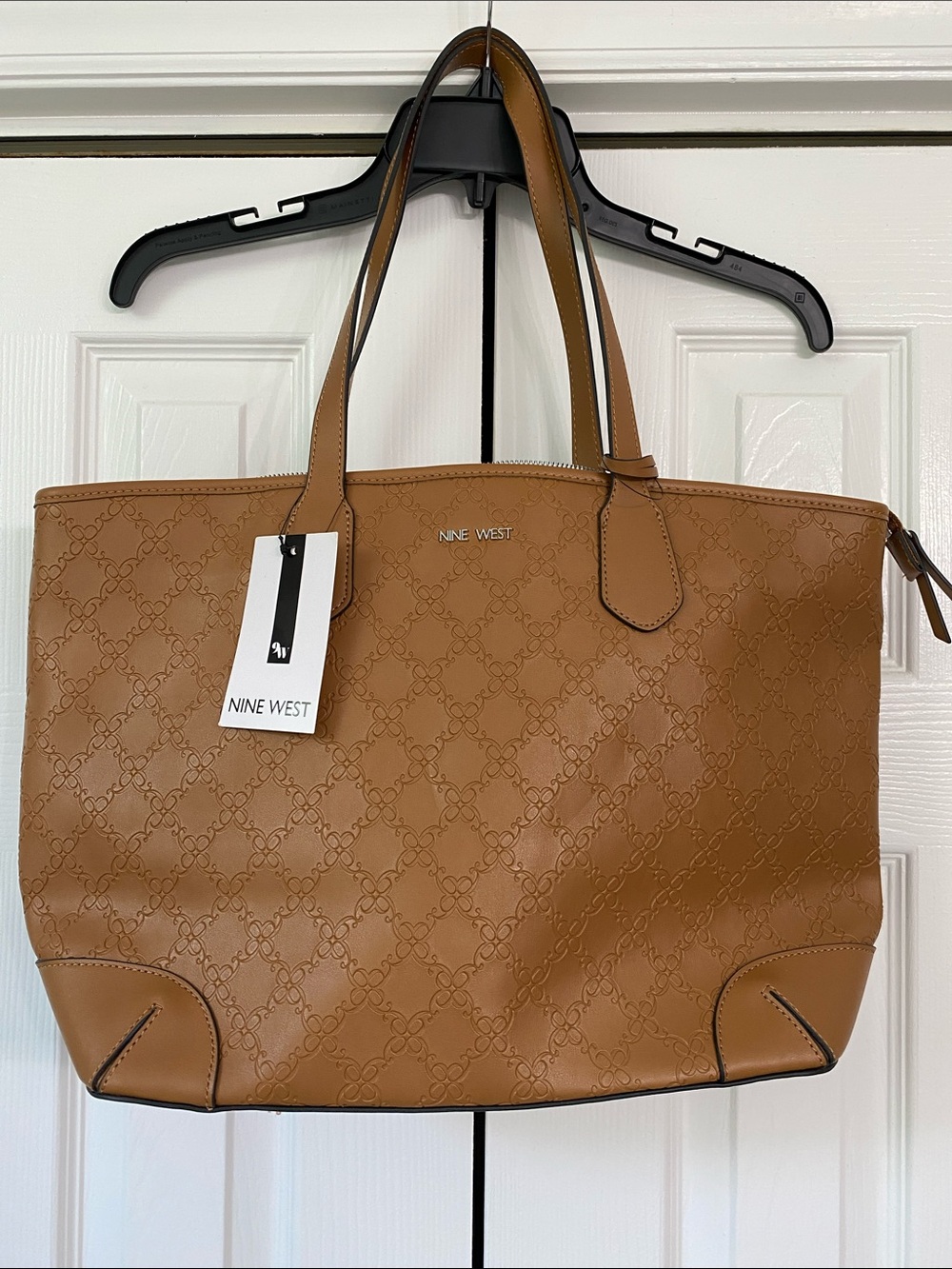 NWT Nine West Cognac Embossed Tote Bag